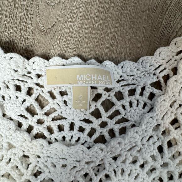 Michael Kors Woman Knitted Crochet Short Sleeve Top White Size Small - Picture 4 of 8